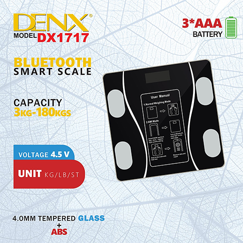 ميزان ذكي DENX DX1717 بتقنية البلوتوث لتحليل الجسم والدهون بدقة عالية - Image 9