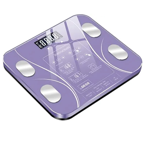 ميزان رقمي إلكتروني بتقنية البلوتوث وإضاءة LED لقياس الوزن لون (بنفسجي) - Image 2