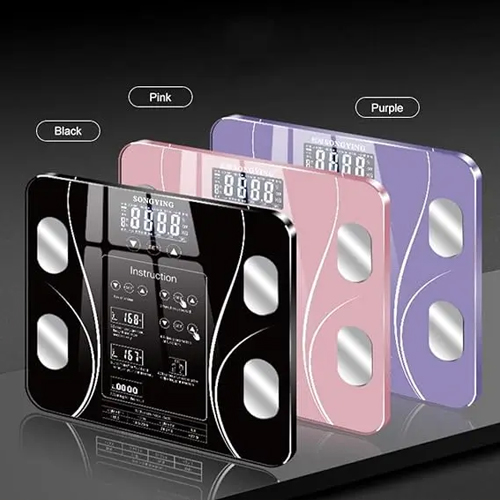 ميزان رقمي إلكتروني بتقنية البلوتوث وإضاءة LED لقياس الوزن لون (بنفسجي) - Image 7