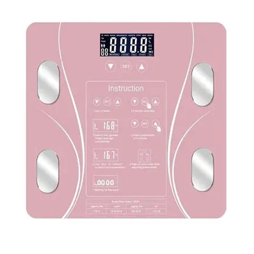 ميزان رقمي إلكتروني بتقنية البلوتوث وإضاءة LED لقياس الوزن لون (بينك) - Image 4