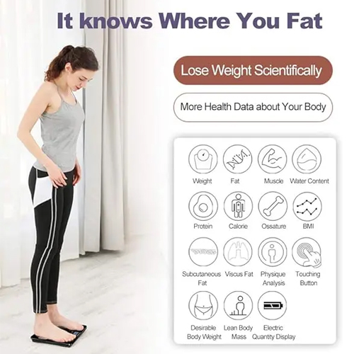 ميزان رقمي إلكتروني بتقنية البلوتوث وإضاءة LED لقياس الوزن لون (بينك) - Image 5