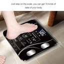 ميزان رقمي إلكتروني بتقنية البلوتوث وإضاءة LED لقياس الوزن لون (أسود). - Image 2