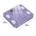 ميزان رقمي إلكتروني بتقنية البلوتوث وإضاءة LED لقياس الوزن لون (ارجواني). - Image 3