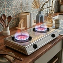 موقد غاز BOKO مزدوج الشعلة ستانلس ستيل إشعال ذاتي وتوفير للغاز - Image 4