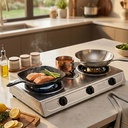 موقد غاز BOKO ثلاثي الشعلة ستانلس ستيل شعلات حديد زهر مطلية ذهب - Image 7