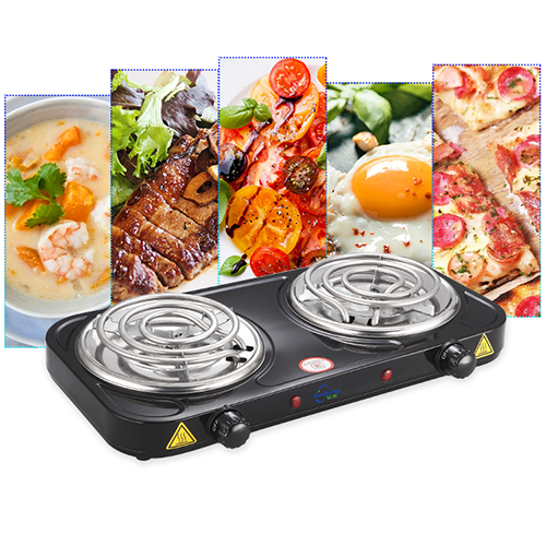 فرن كهربائي مسطح مزدوج PRIMO PLUS PR615 بقوة 2000 واط لون (أسود) - Image 7