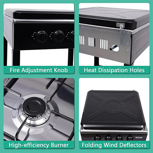 موقد غاز Primo Plus PR619  تصميم متين مع 4 شعلات مطلية بالمينا - Image 4