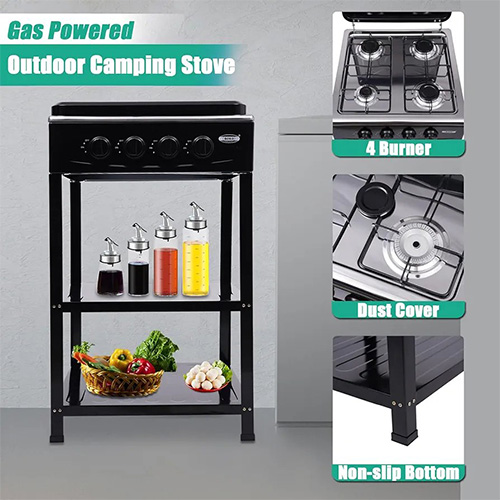 موقد غاز Primo Plus PR619  تصميم متين مع 4 شعلات مطلية بالمينا - Image 5