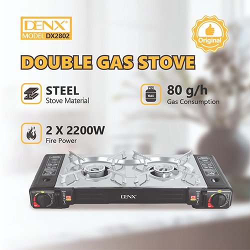 موقد غاز مزدوج DENX DX2802 بقوة 2200 واط × 2 للطهي في أي مكان - Image 3