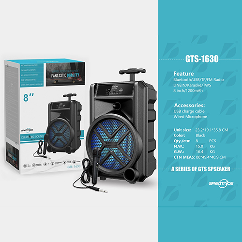 مكبر صوت GTS-1630 مع ميكروفون سلكي مدمج (ازرق) - Image 2