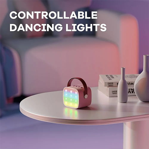 جهاز كاريوكي للأطفال مع مكبر صوت بلوتوث محمول K1L مع ميكروفونين لاسلكيين لون (بينك) - Image 10