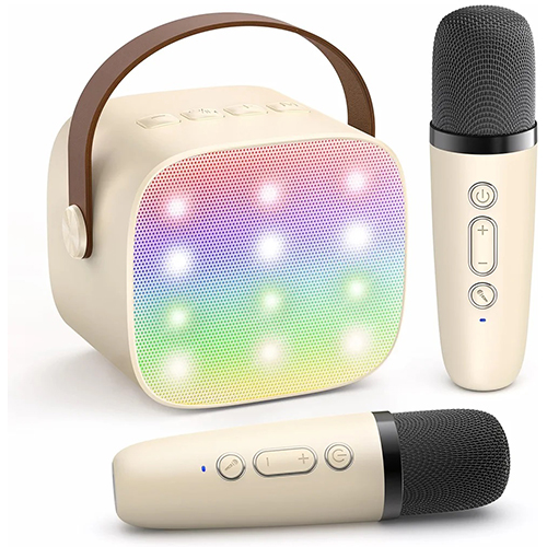 جهاز كاريوكي للأطفال مع مكبر صوت بلوتوث محمول K1L مع ميكروفونين لاسلكيين لون (بيج) - Image 8