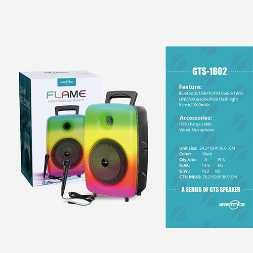 مكبر الصوت GTS-1802 بتقنية البلوتوث وإضاءة RGB مع ميكروفون سلكي - Image 9