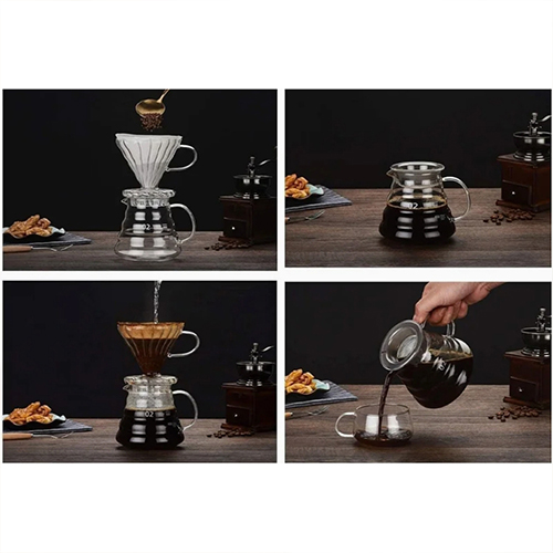 إبريق تقديم قهوة V60 زجاجي 600 مل سيرفر مقاوم للحرارة بتصميم عصري - Image 2