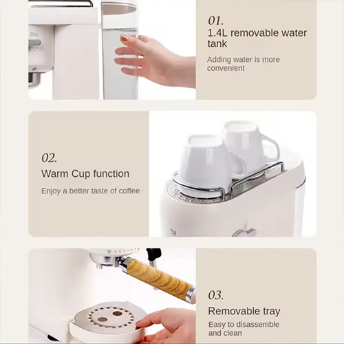 ماكينة تحضير القهوة 2 في 1 DENX DX3417 بضغط 20 بار وسعة 1000 مل - Image 5