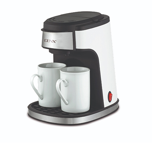 ماكينة قهوة DENX DX3413 بالتنقيط 450 واط، فلتر دائم، كوبين بورسلين - Image 2