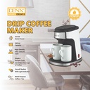 ماكينة قهوة DENX DX3413 بالتنقيط 450 واط، فلتر دائم، كوبين بورسلين - Image 8