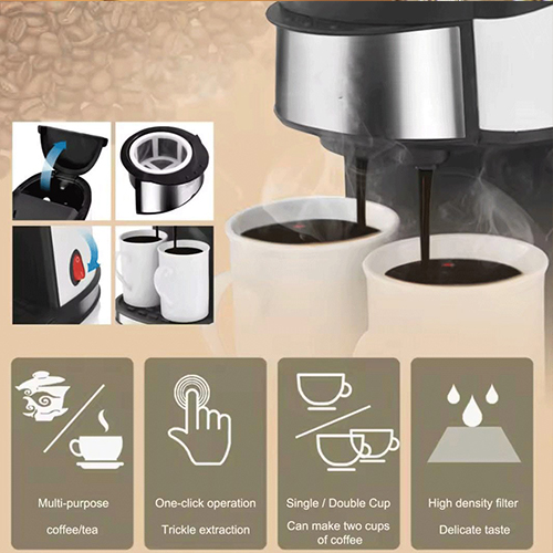 ماكينة قهوة DENX DX3413 بالتنقيط 450 واط، فلتر دائم، كوبين بورسلين - Image 10