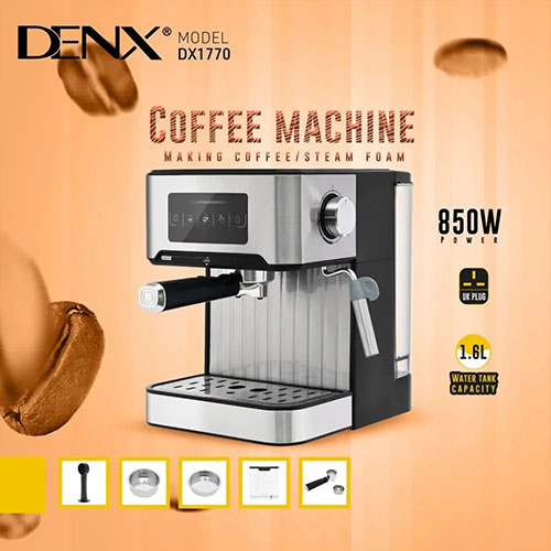 ماكينة صنع القهوة والإسبريسو DENX DX1770 بقوة 850 واط وسعة 1.6 لتر - Image 13