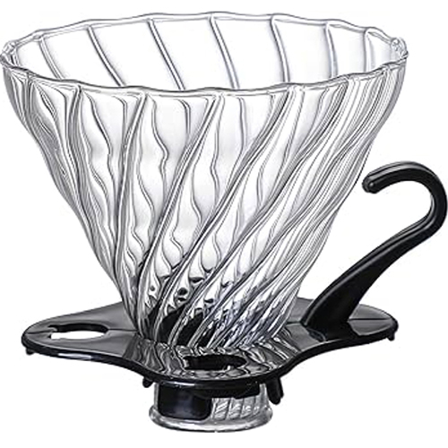 قمع ترشيح قهوة زجاجي V60 منقط قهوة احترافي لتحضير 1-2 كوب بدقة - Image 4