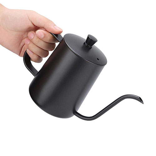 ابريق تقطير بعنق طويل للقهوة بسعة 600 مل من الفولاذ المقاوم للصدأ. - Image 6