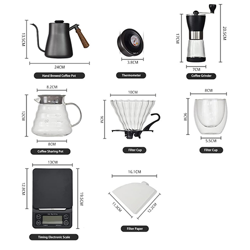 طقم تحضير قهوة مقطرة 7 قطع شنطة سفر متكاملة مع ميزان - Image 6