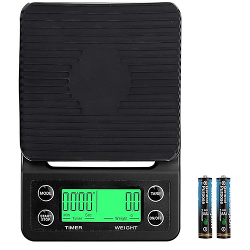 ميزان القهوة الإلكتروني مع مؤقت مدمج وشاشة LCD  باللون الاسود... - Image 3