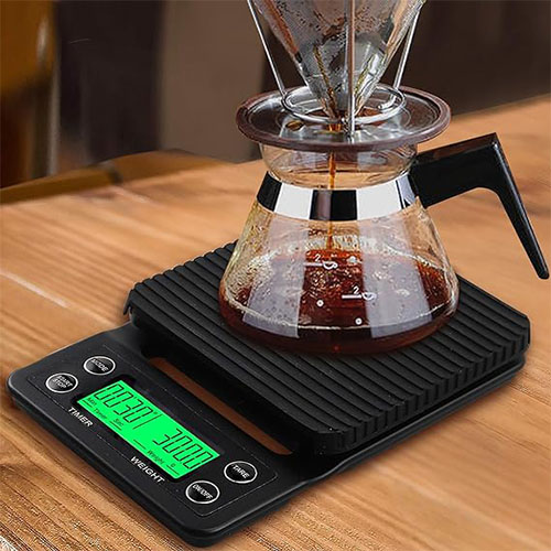 ميزان القهوة الإلكتروني مع مؤقت مدمج وشاشة LCD  باللون الاسود... - Image 5