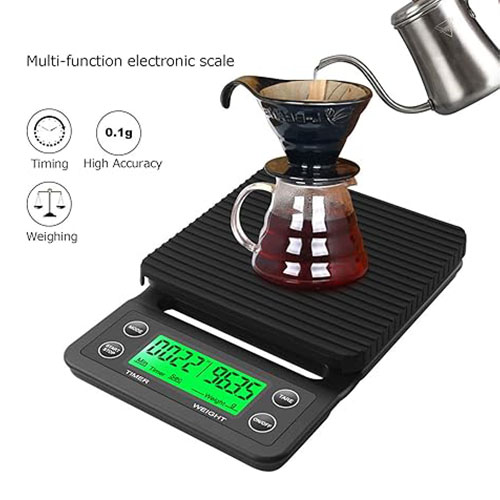 ميزان القهوة الإلكتروني مع مؤقت مدمج وشاشة LCD  باللون الاسود... - Image 6