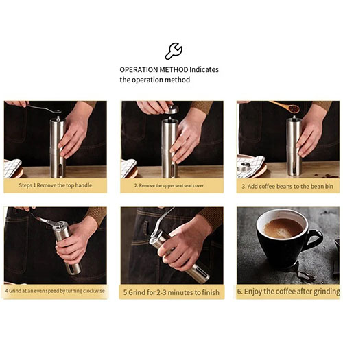 مطحنة قهوة يدوية احترافية مطحنة يدوية بتروس فولاذية لطحن دقيق - Image 7